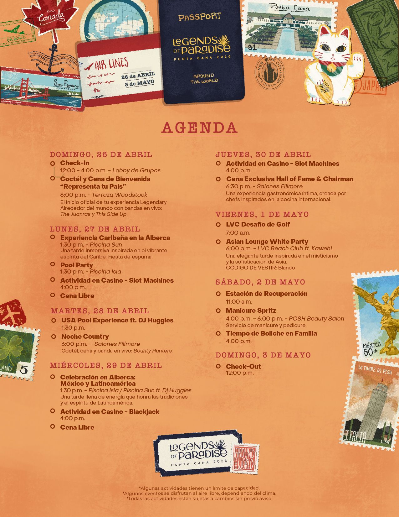 un calendario con una lista de cosas