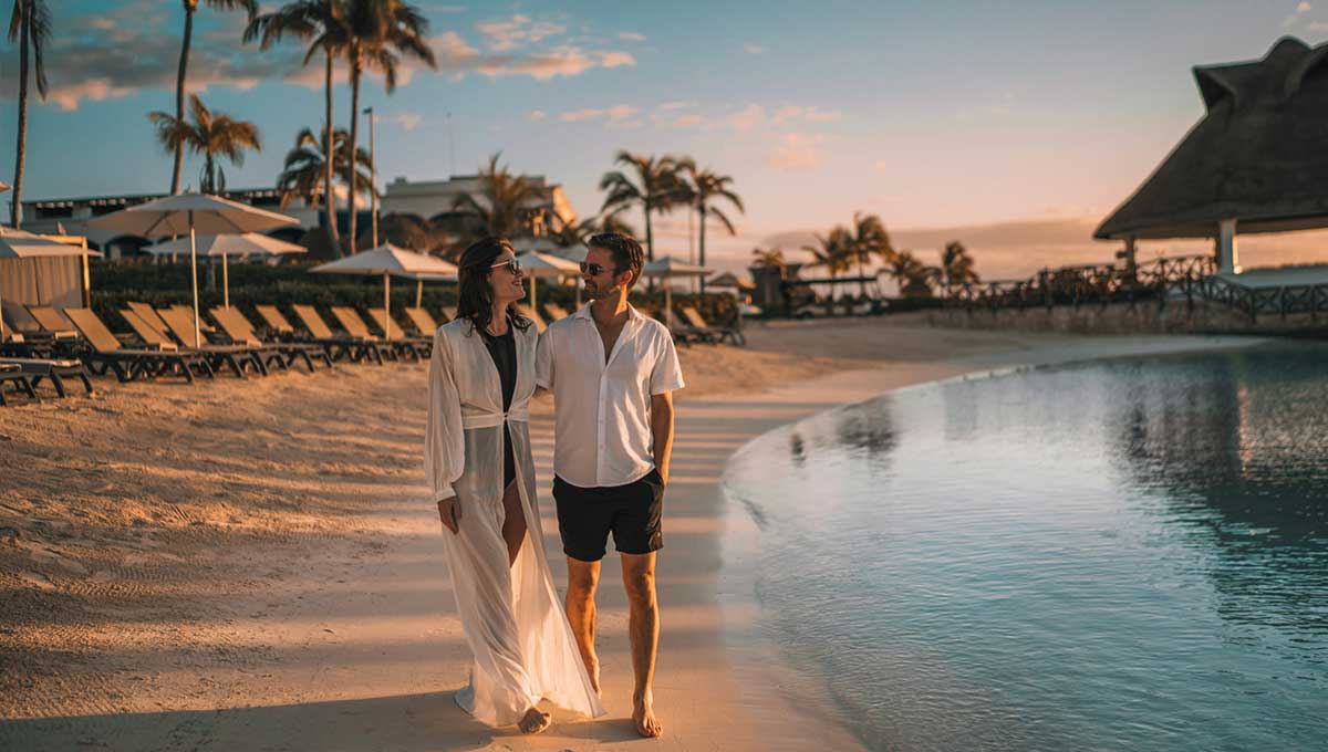 couple walking in the beach