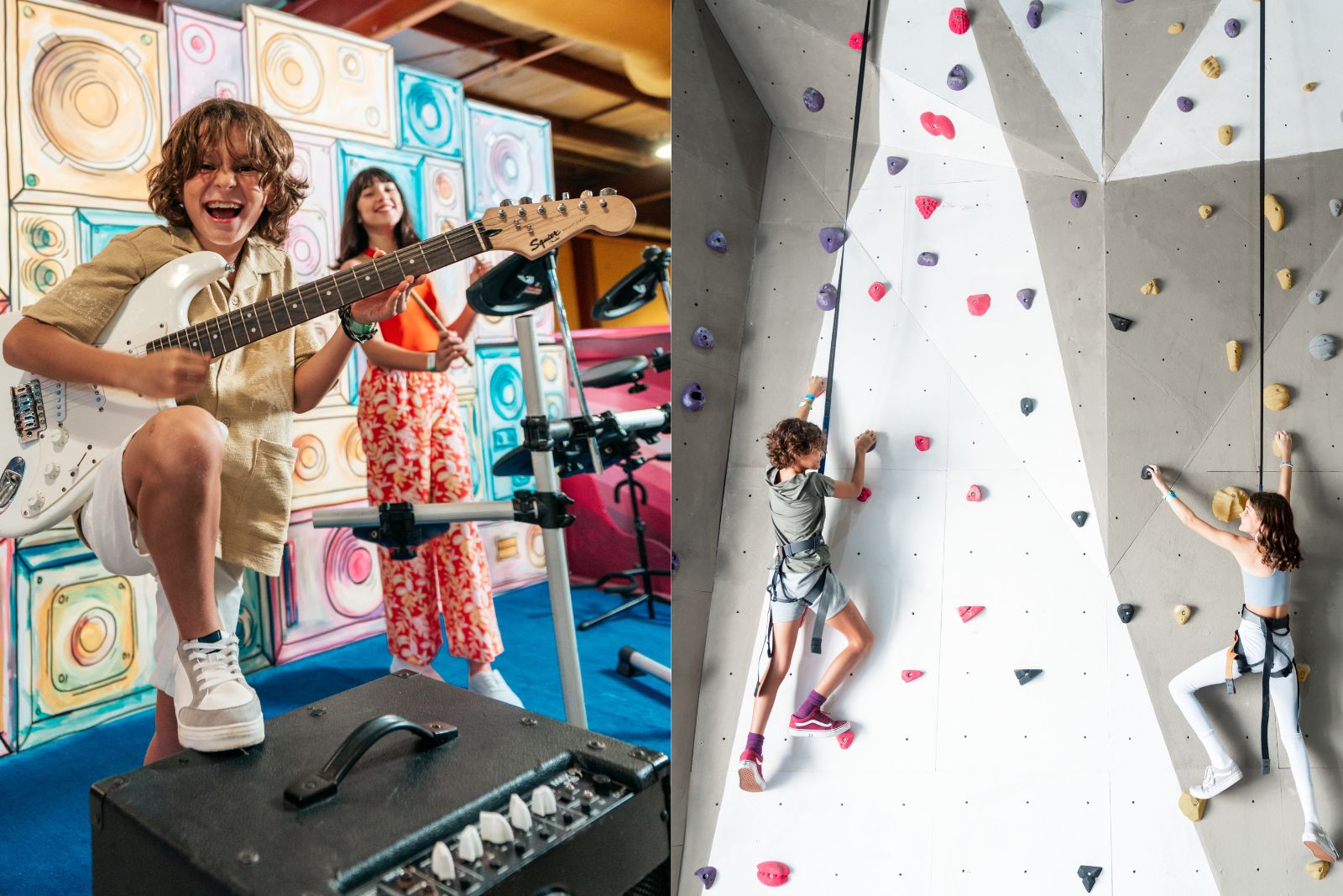 a group of kids playing rock climbing